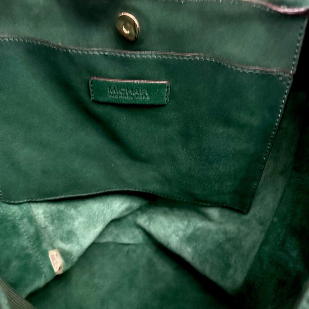 Michael Kors Ashbury Large Suede Grab Bag - Emerald, Gold Accents, Dust Bag - Picture 9 of 12
